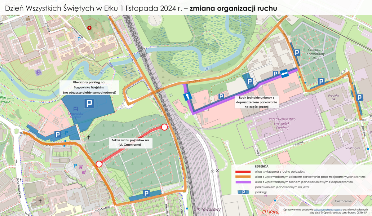 Zmiana organizacji ruchu w Ełku podczas Wszystkich Świętych – nowe zasady poruszania się wokół cmentarzy 1 listopada